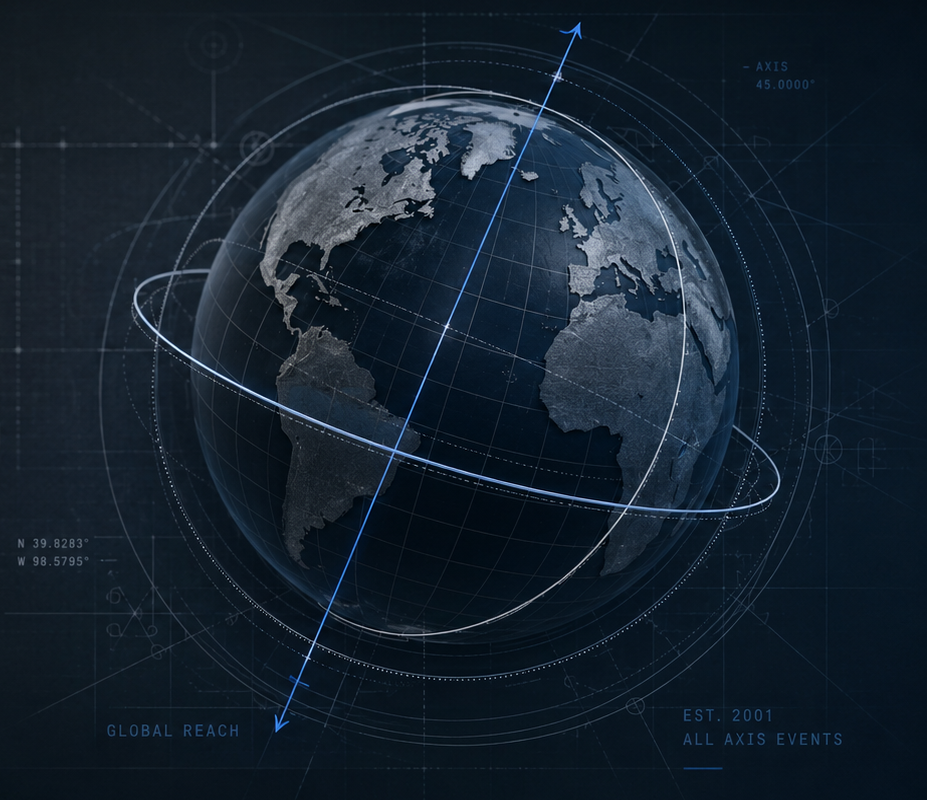 A blue and silver globe encircled by latitude and orbit lines